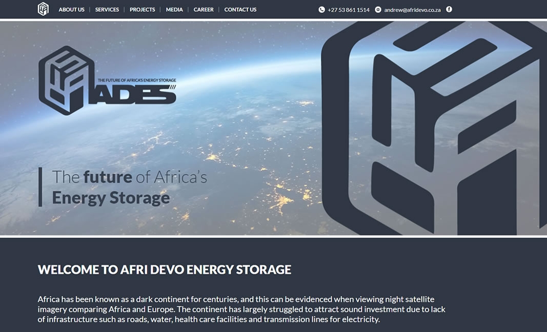 ADES Afridevo Energy Storage Website 2020 Design &amp; Development